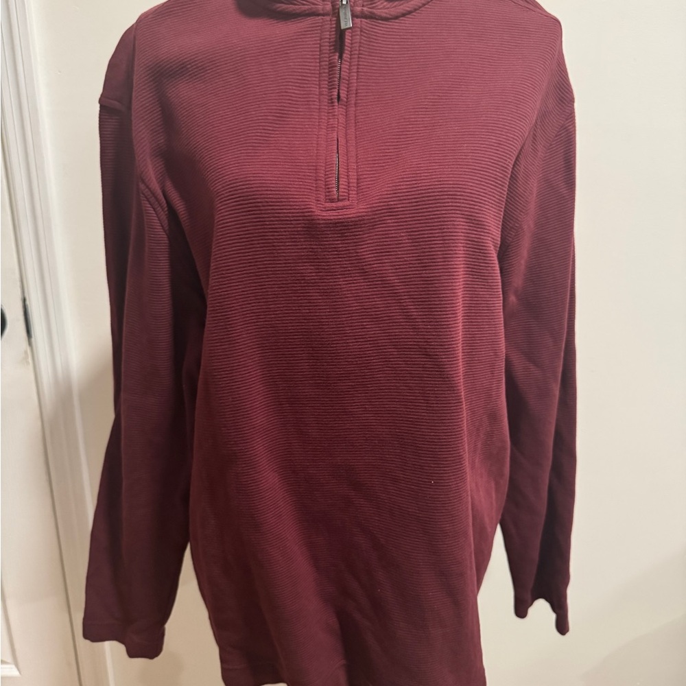 Men’s Burgundy Ribbed Quarter Zip Pullover – Fall/Winter Essential